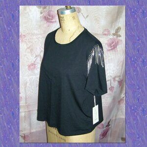 NWT size XL 10-12 Joie Gemstone fringe Sleeve Tee